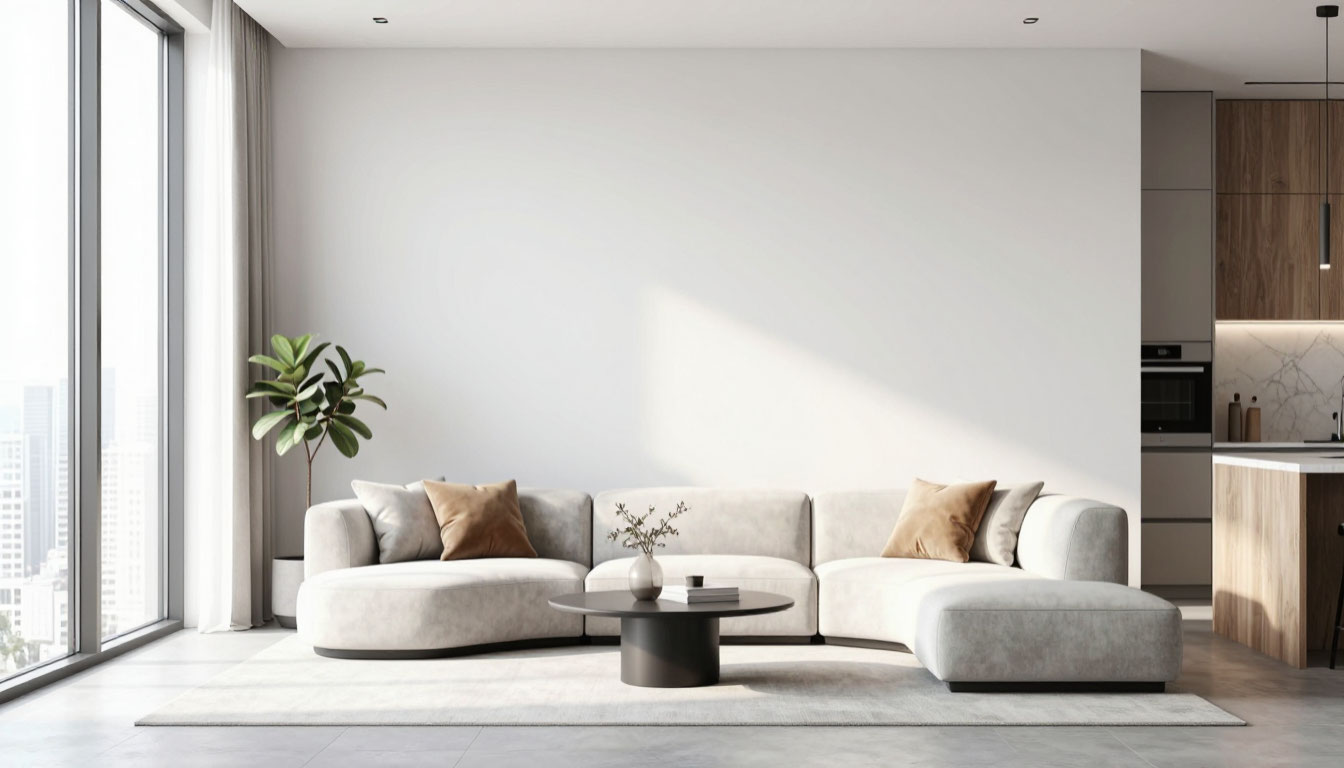 диван в светлых тонах